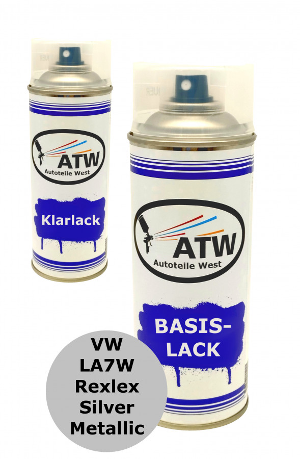 Autolack für VW LA7W Rexlex Silver Metallic+400ml Klarlack Set